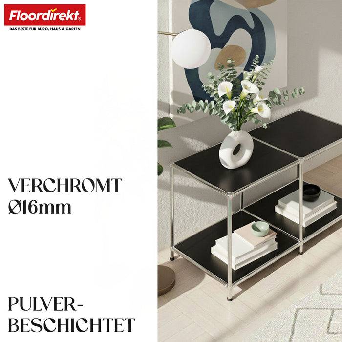 FLOORDIREKT Metallregal Concept Epure MK-016 - Offenes 2-stöckiges Sideboard & Ablageregal - Vielseitig einsetzbar - Schwarz