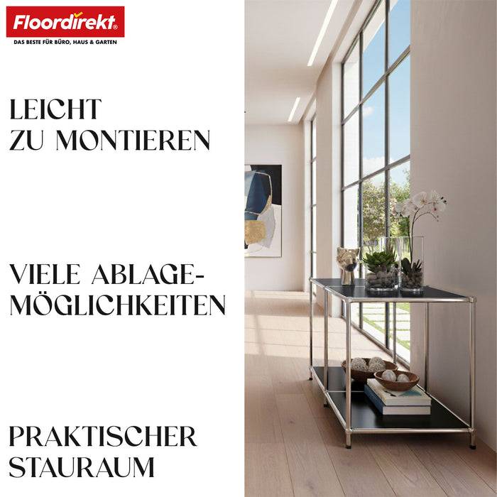 FLOORDIREKT Metallregal Concept Epure MK-016 - Offenes 2-stöckiges Sideboard & Ablageregal - Vielseitig einsetzbar - Schwarz