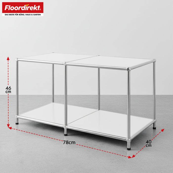 FLOORDIREKT Metallregal Concept Epure MK-016 - Offenes 2-stöckiges Sideboard & Ablageregal - Vielseitig einsetzbar - Weiß