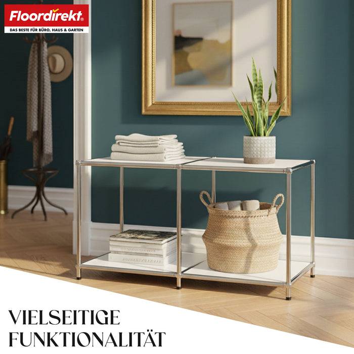 FLOORDIREKT Metallregal Concept Epure MK-016 - Offenes 2-stöckiges Sideboard & Ablageregal - Vielseitig einsetzbar - Weiß