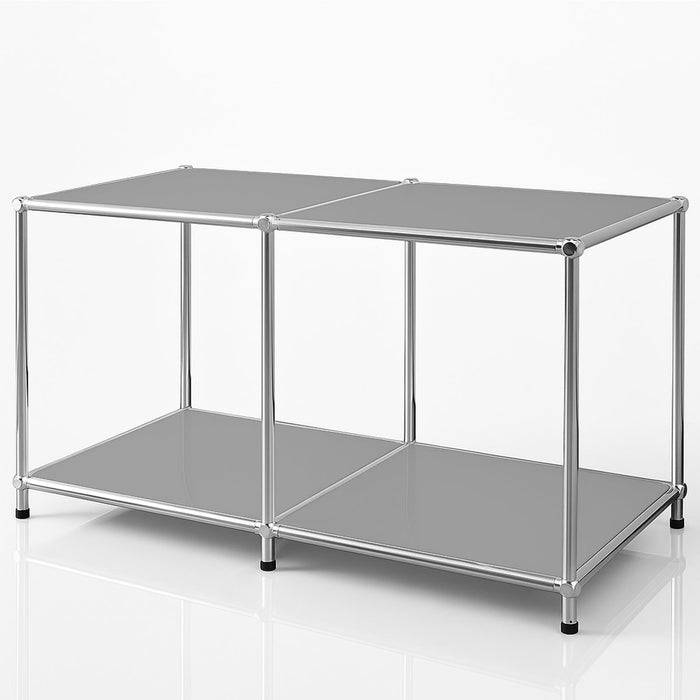 FLOORDIREKT Metallregal Concept Epure MK-016 - Offenes 2-stöckiges Sideboard & Ablageregal - Vielseitig einsetzbar - Grau