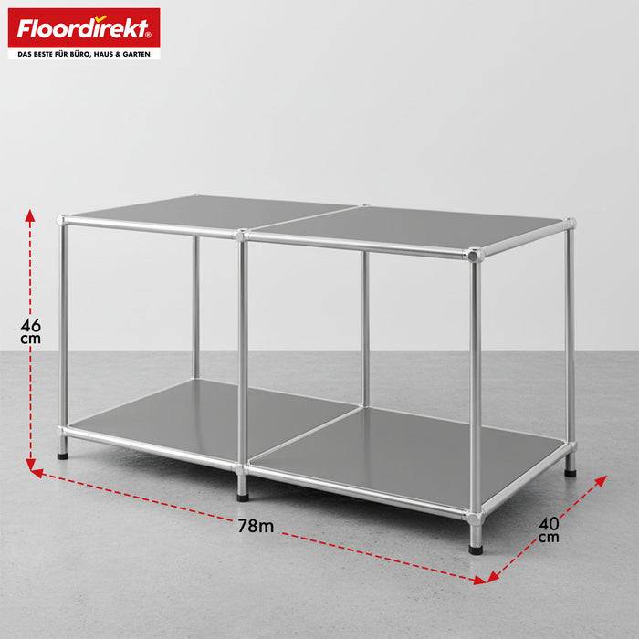 FLOORDIREKT Metallregal Concept Epure MK-016 - Offenes 2-stöckiges Sideboard & Ablageregal - Vielseitig einsetzbar - Grau