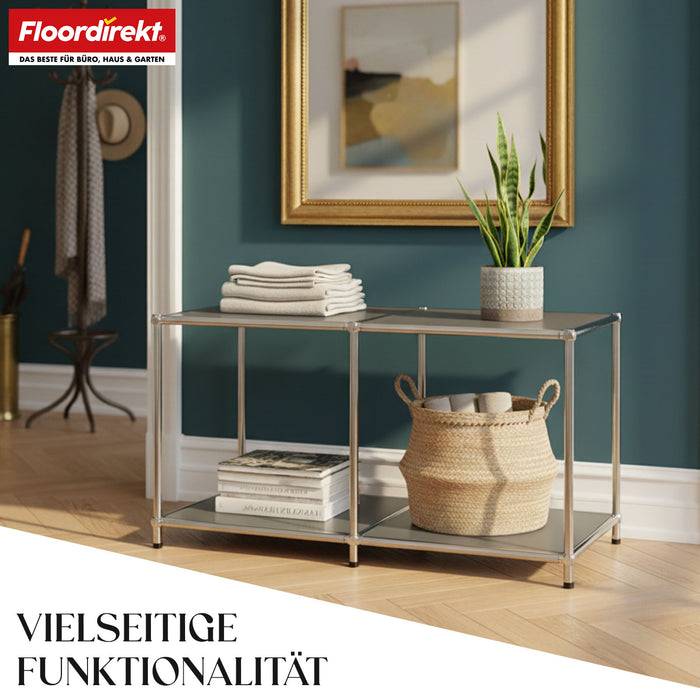 FLOORDIREKT Metallregal Concept Epure MK-016 - Offenes 2-stöckiges Sideboard & Ablageregal - Vielseitig einsetzbar - Grau