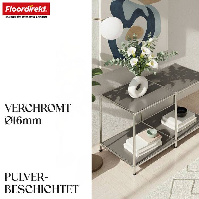 FLOORDIREKT Metallregal Concept Epure MK-016 - Offenes 2-stöckiges Sideboard & Ablageregal - Vielseitig einsetzbar - Grau