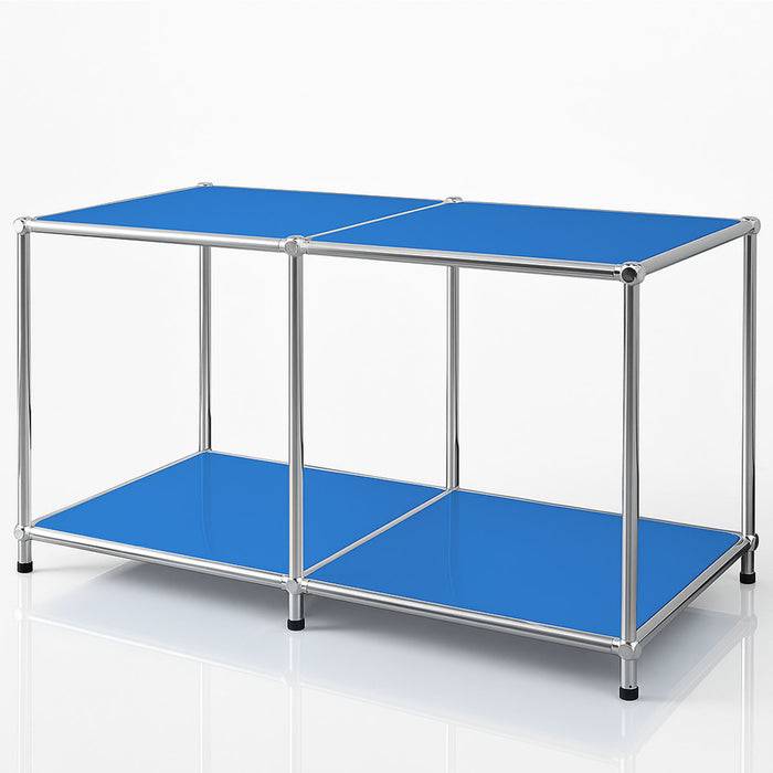FLOORDIREKT Metallregal Concept Epure MK-016 - Offenes 2-stöckiges Sideboard & Ablageregal - Vielseitig einsetzbar - Blau