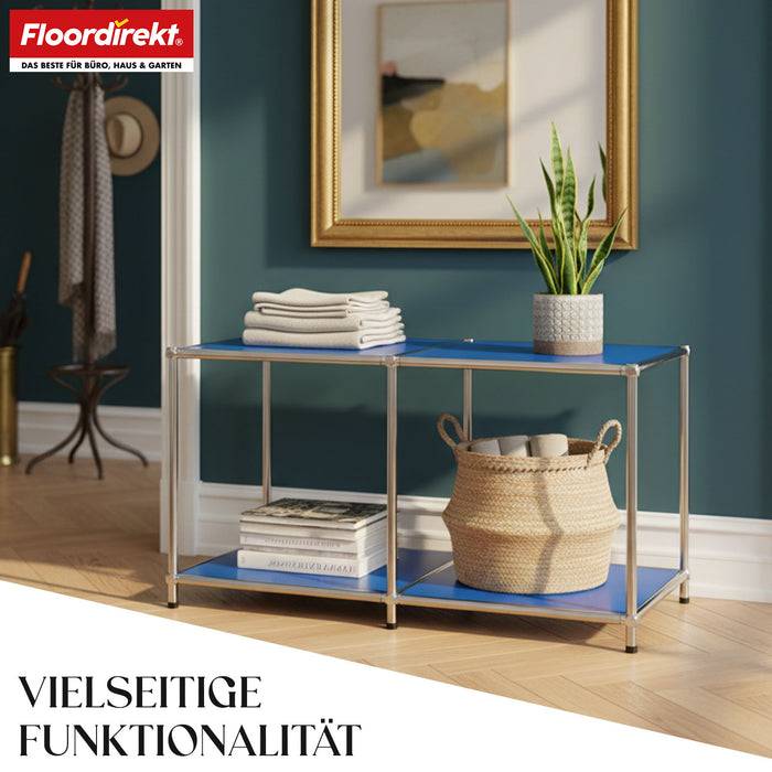 FLOORDIREKT Metallregal Concept Epure MK-016 - Offenes 2-stöckiges Sideboard & Ablageregal - Vielseitig einsetzbar - Blau