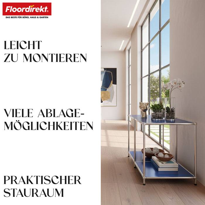 FLOORDIREKT Metallregal Concept Epure MK-016 - Offenes 2-stöckiges Sideboard & Ablageregal - Vielseitig einsetzbar - Blau