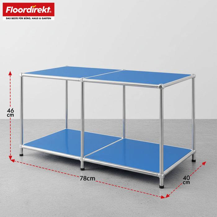 FLOORDIREKT Metallregal Concept Epure MK-016 - Offenes 2-stöckiges Sideboard & Ablageregal - Vielseitig einsetzbar - Blau
