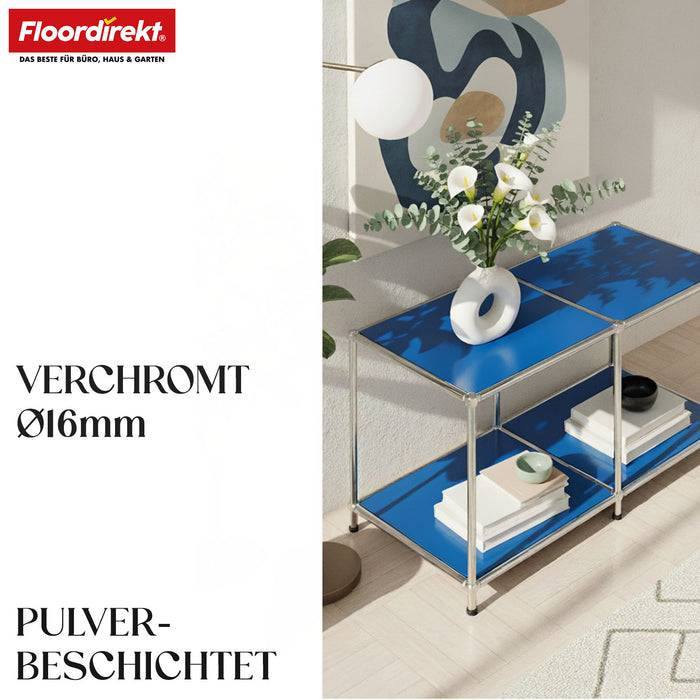 FLOORDIREKT Metallregal Concept Epure MK-016 - Offenes 2-stöckiges Sideboard & Ablageregal - Vielseitig einsetzbar - Blau
