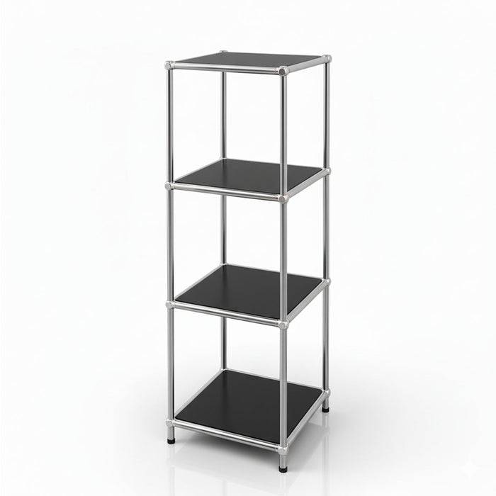 FLOORDIREKT Metallregal Concept Epure MK-005 - Offenes 4-stöckiges Aufbewahrungs- & Ablageregal - Vielseitig einsetzbar - Schwarz