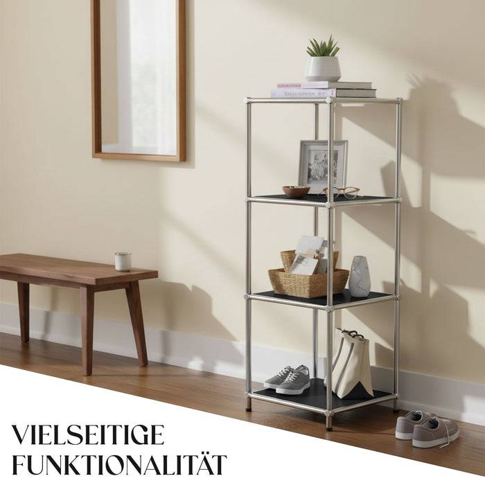 FLOORDIREKT Metallregal Concept Epure MK-005 - Offenes 4-stöckiges Aufbewahrungs- & Ablageregal - Vielseitig einsetzbar - Schwarz