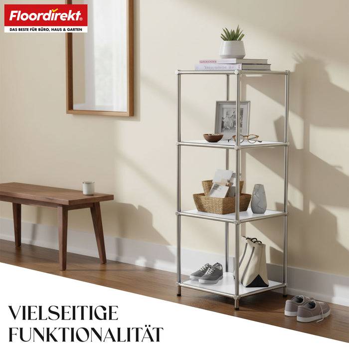 FLOORDIREKT Metallregal Concept Epure MK-005 - Offenes 4-stöckiges Aufbewahrungs- & Ablageregal - Vielseitig einsetzbar - Weiß