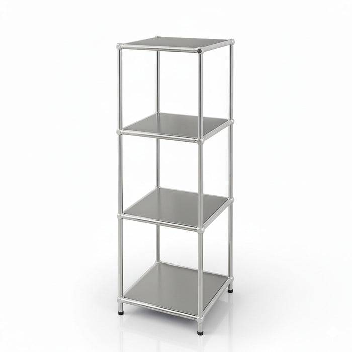FLOORDIREKT Metallregal Concept Epure MK-005 - Offenes 4-stöckiges Aufbewahrungs- & Ablageregal - Vielseitig einsetzbar - Grau