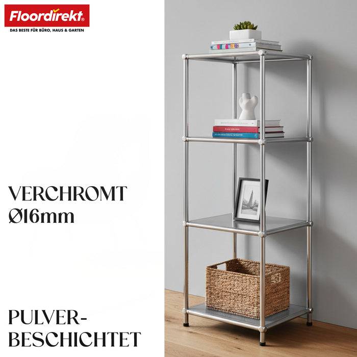 FLOORDIREKT Metallregal Concept Epure MK-005 - Offenes 4-stöckiges Aufbewahrungs- & Ablageregal - Vielseitig einsetzbar - Grau