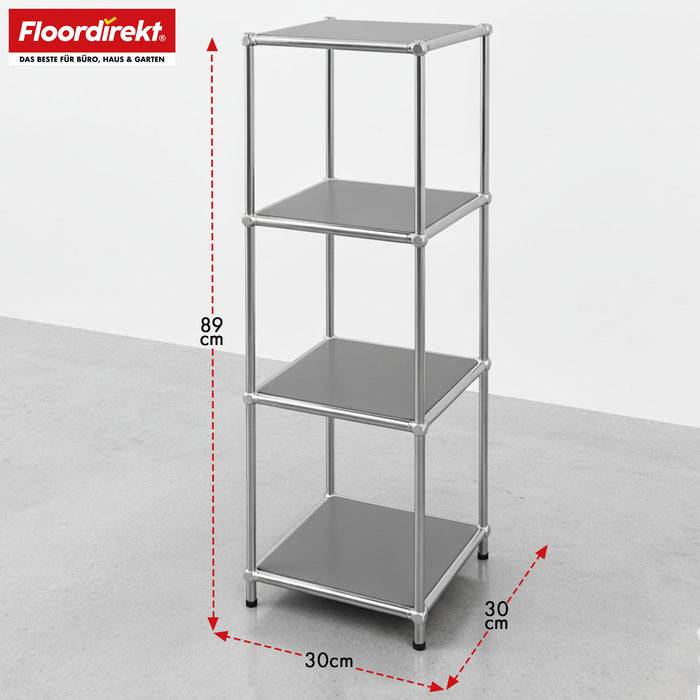FLOORDIREKT Metallregal Concept Epure MK-005 - Offenes 4-stöckiges Aufbewahrungs- & Ablageregal - Vielseitig einsetzbar - Grau