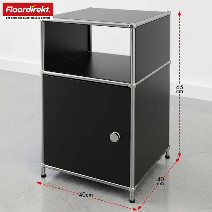 FLOORDIREKT Metallregal Concept Epure MK-040 - Beistell- & Aufbewahrungsregal mit Tür - Vielseitig einsetzbar - Schwarz