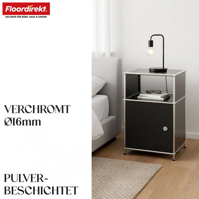 FLOORDIREKT Metallregal Concept Epure MK-040 - Beistell- & Aufbewahrungsregal mit Tür - Vielseitig einsetzbar - Schwarz