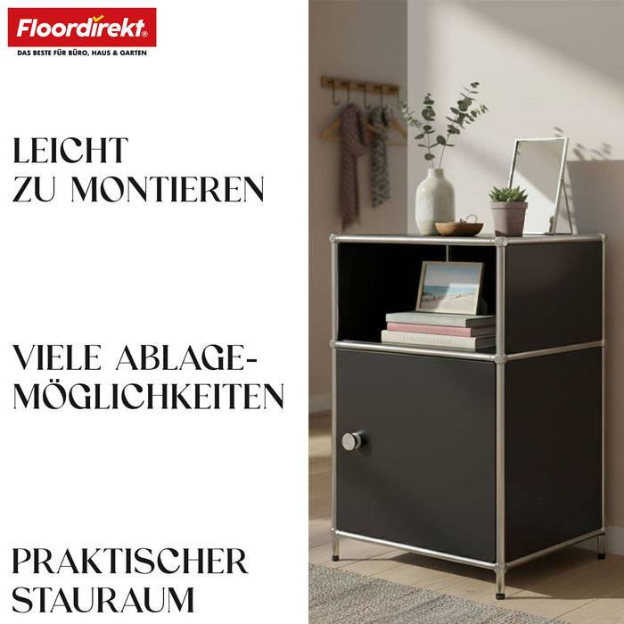 FLOORDIREKT Metallregal Concept Epure MK-040 - Beistell- & Aufbewahrungsregal mit Tür - Vielseitig einsetzbar - Schwarz