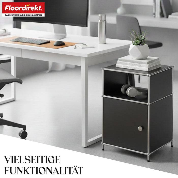 FLOORDIREKT Metallregal Concept Epure MK-040 - Beistell- & Aufbewahrungsregal mit Tür - Vielseitig einsetzbar - Schwarz