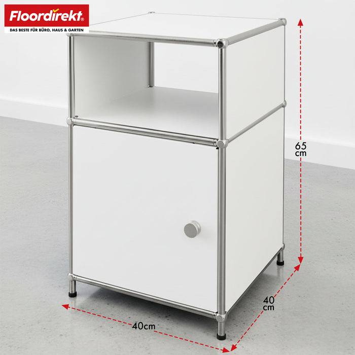 FLOORDIREKT Metallregal Concept Epure MK-040 - Beistell- & Aufbewahrungsregal mit Tür - Vielseitig einsetzbar - Weiß