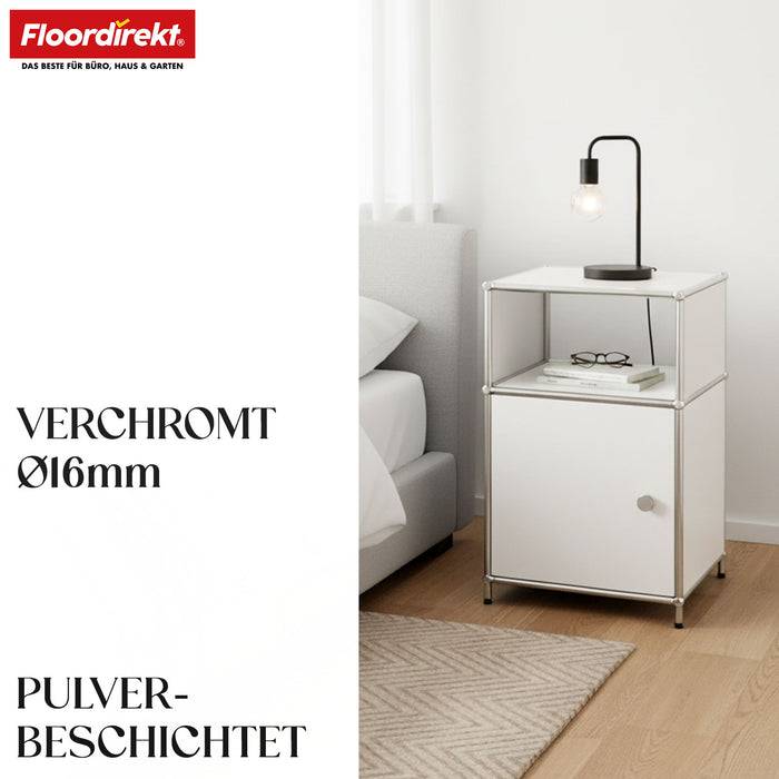 FLOORDIREKT Metallregal Concept Epure MK-040 - Beistell- & Aufbewahrungsregal mit Tür - Vielseitig einsetzbar - Weiß