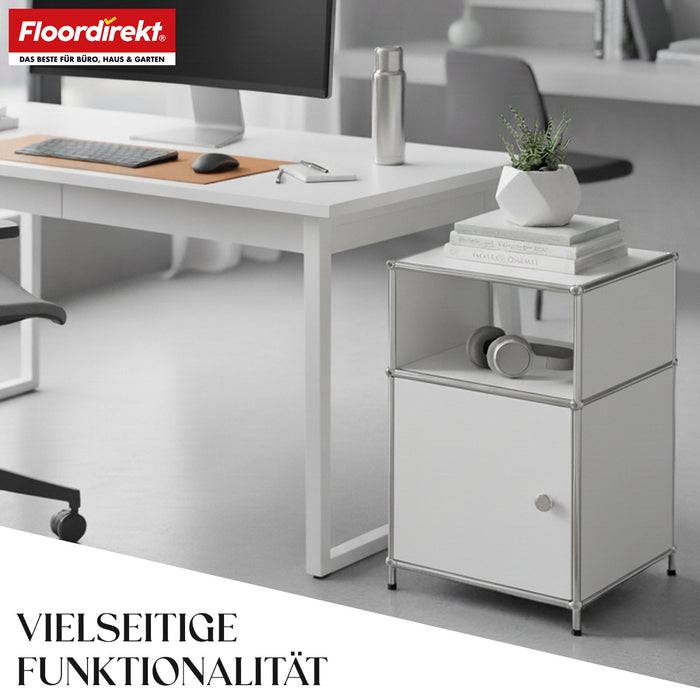 FLOORDIREKT Metallregal Concept Epure MK-040 - Beistell- & Aufbewahrungsregal mit Tür - Vielseitig einsetzbar - Weiß