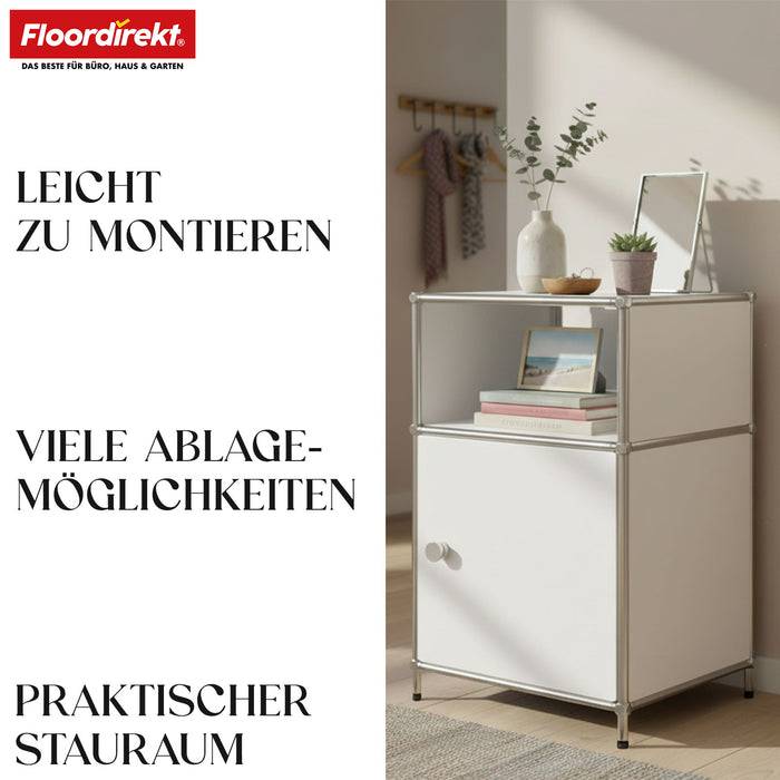 FLOORDIREKT Metallregal Concept Epure MK-040 - Beistell- & Aufbewahrungsregal mit Tür - Vielseitig einsetzbar - Weiß