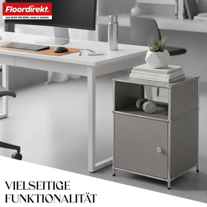 FLOORDIREKT Metallregal Concept Epure MK-040 - Beistell- & Aufbewahrungsregal mit Tür - Vielseitig einsetzbar - Grau