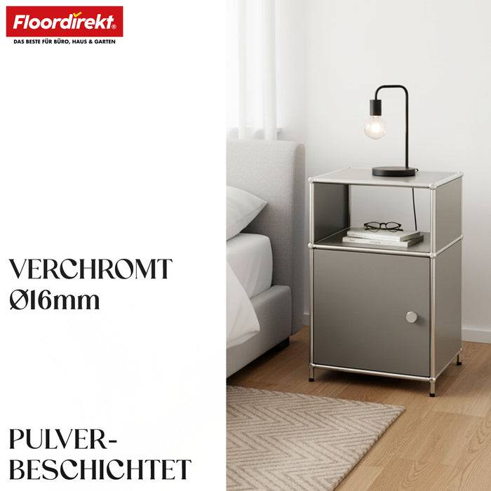 FLOORDIREKT Metallregal Concept Epure MK-040 - Beistell- & Aufbewahrungsregal mit Tür - Vielseitig einsetzbar - Grau