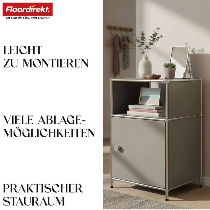 FLOORDIREKT Metallregal Concept Epure MK-040 - Beistell- & Aufbewahrungsregal mit Tür - Vielseitig einsetzbar - Grau