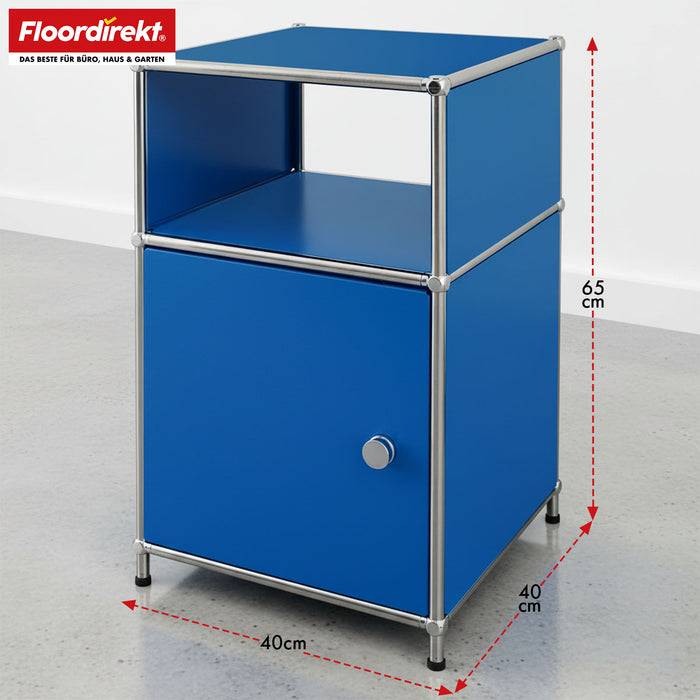 FLOORDIREKT Metallregal Concept Epure MK-040 - Beistell- & Aufbewahrungsregal mit Tür - Vielseitig einsetzbar - Blau
