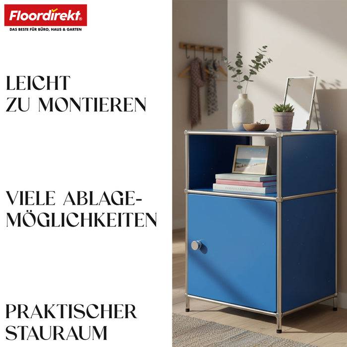 FLOORDIREKT Metallregal Concept Epure MK-040 - Beistell- & Aufbewahrungsregal mit Tür - Vielseitig einsetzbar - Blau