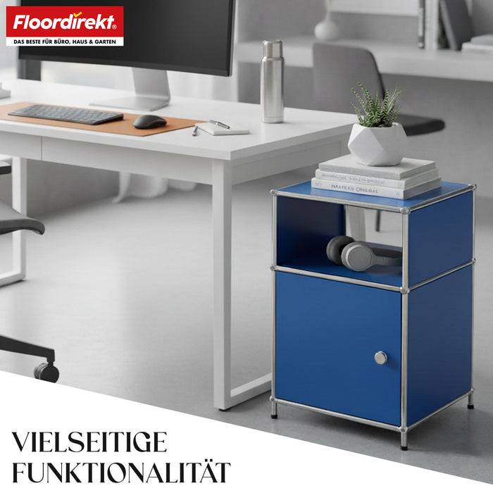 FLOORDIREKT Metallregal Concept Epure MK-040 - Beistell- & Aufbewahrungsregal mit Tür - Vielseitig einsetzbar - Blau