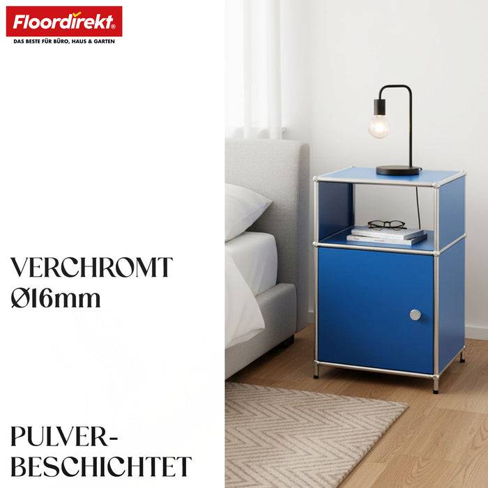 FLOORDIREKT Metallregal Concept Epure MK-040 - Beistell- & Aufbewahrungsregal mit Tür - Vielseitig einsetzbar - Blau