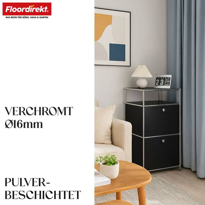FLOORDIREKT Metallregal Concept Epure MK-120 - Beistell- & Aufbewahrungsregal mit verschließbaren Fächern - Vielseitig einsetzbar - Schwarz
