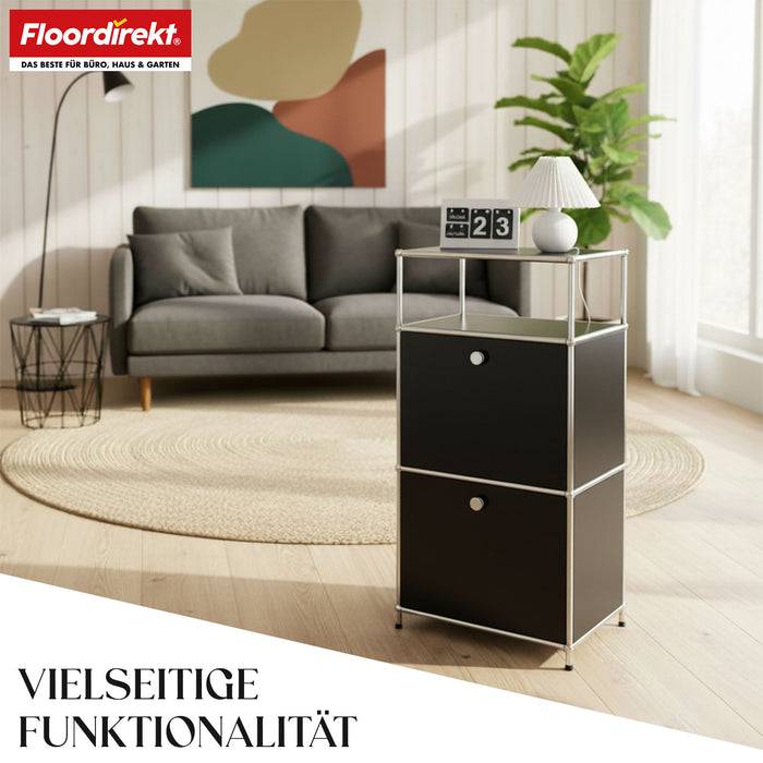 FLOORDIREKT Metallregal Concept Epure MK-120 - Beistell- & Aufbewahrungsregal mit verschließbaren Fächern - Vielseitig einsetzbar - Schwarz