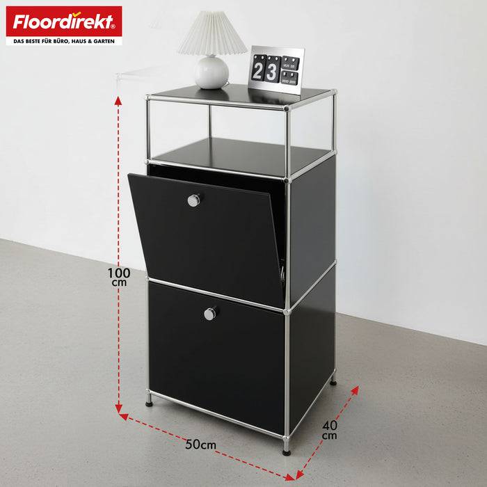 FLOORDIREKT Metallregal Concept Epure MK-120 - Beistell- & Aufbewahrungsregal mit verschließbaren Fächern - Vielseitig einsetzbar - Schwarz