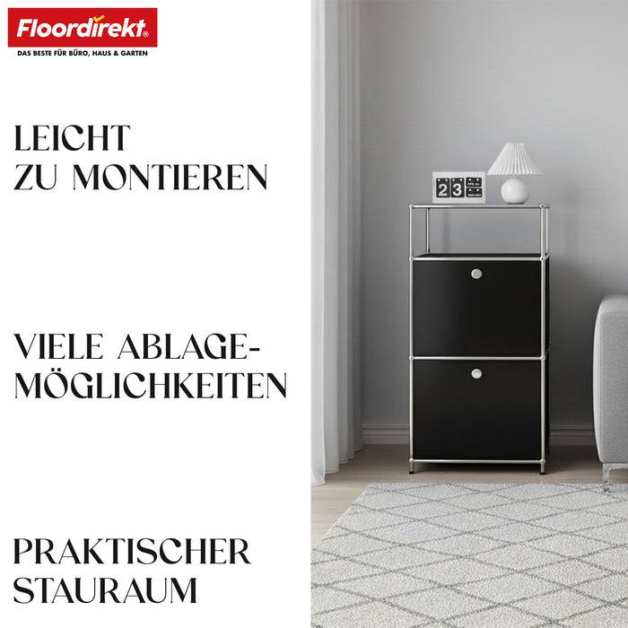 FLOORDIREKT Metallregal Concept Epure MK-120 - Beistell- & Aufbewahrungsregal mit verschließbaren Fächern - Vielseitig einsetzbar - Schwarz
