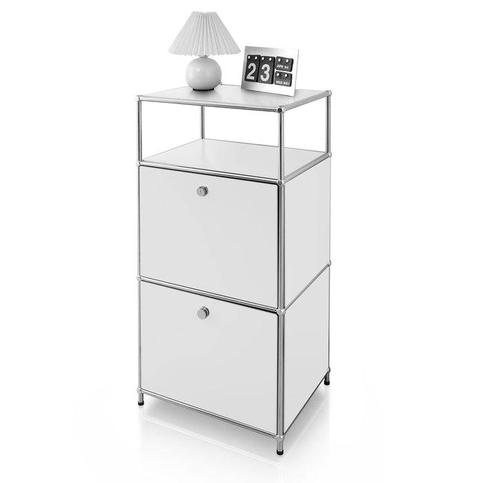 FLOORDIREKT Metallregal Concept Epure MK-120 - Beistell- & Aufbewahrungsregal mit verschließbaren Fächern - Vielseitig einsetzbar - Weiß