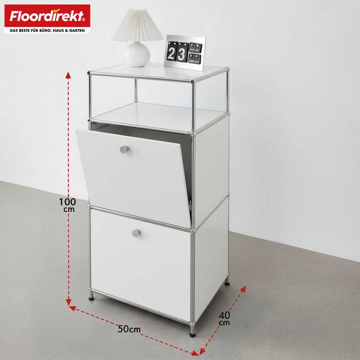FLOORDIREKT Metallregal Concept Epure MK-120 - Beistell- & Aufbewahrungsregal mit verschließbaren Fächern - Vielseitig einsetzbar - Weiß