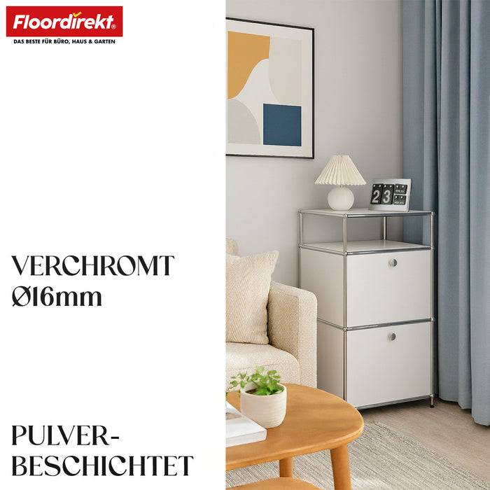 FLOORDIREKT Metallregal Concept Epure MK-120 - Beistell- & Aufbewahrungsregal mit verschließbaren Fächern - Vielseitig einsetzbar - Weiß