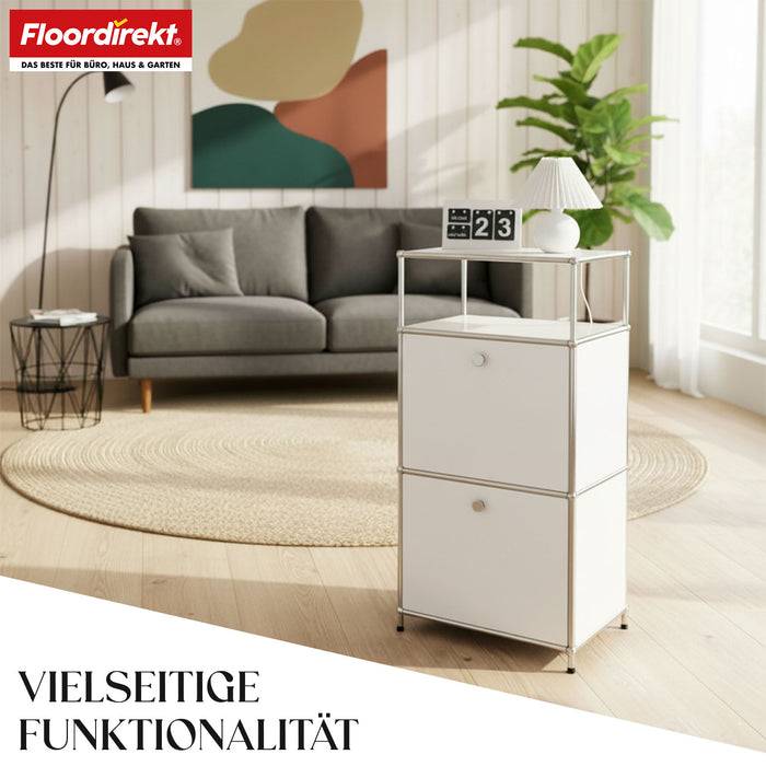 FLOORDIREKT Metallregal Concept Epure MK-120 - Beistell- & Aufbewahrungsregal mit verschließbaren Fächern - Vielseitig einsetzbar - Weiß