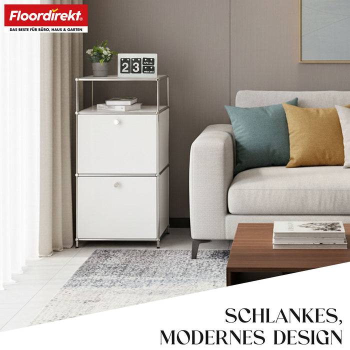 FLOORDIREKT Metallregal Concept Epure MK-120 - Beistell- & Aufbewahrungsregal mit verschließbaren Fächern - Vielseitig einsetzbar - Weiß