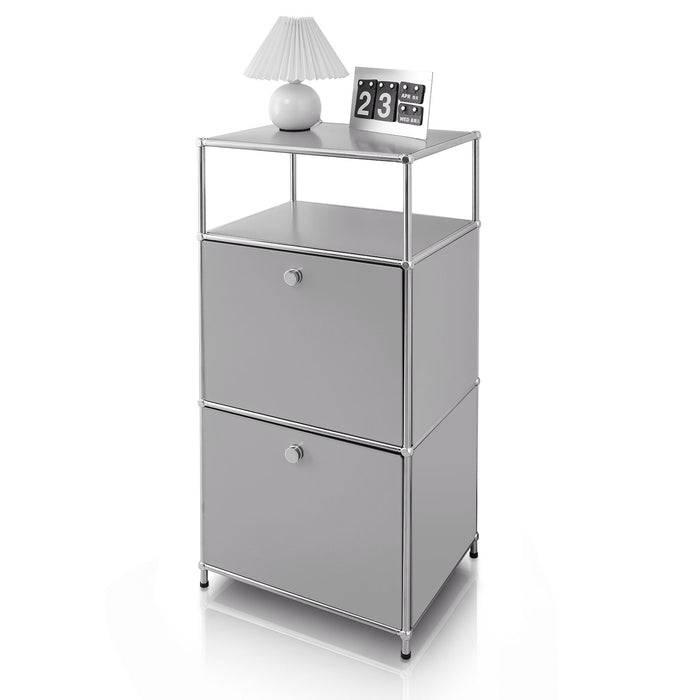 FLOORDIREKT Metallregal Concept Epure MK-120 - Beistell- & Aufbewahrungsregal mit verschließbaren Fächern - Vielseitig einsetzbar - Grau