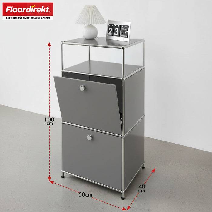 FLOORDIREKT Metallregal Concept Epure MK-120 - Beistell- & Aufbewahrungsregal mit verschließbaren Fächern - Vielseitig einsetzbar - Grau