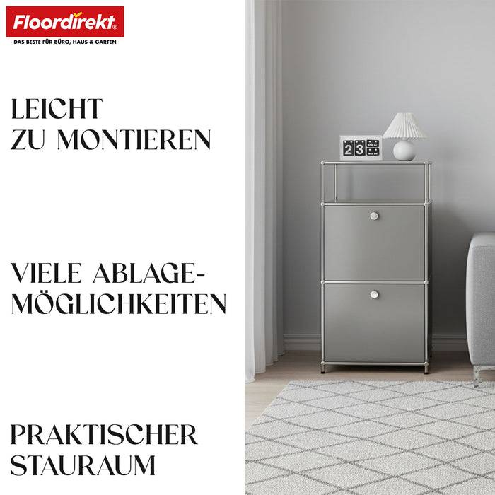 FLOORDIREKT Metallregal Concept Epure MK-120 - Beistell- & Aufbewahrungsregal mit verschließbaren Fächern - Vielseitig einsetzbar - Grau