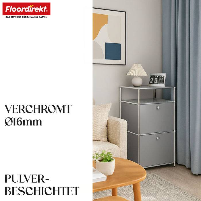 FLOORDIREKT Metallregal Concept Epure MK-120 - Beistell- & Aufbewahrungsregal mit verschließbaren Fächern - Vielseitig einsetzbar - Grau