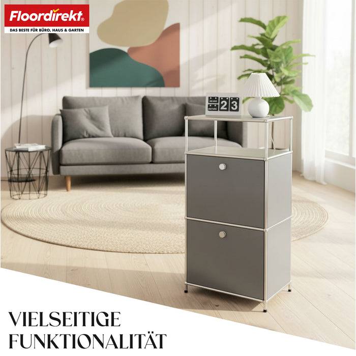 FLOORDIREKT Metallregal Concept Epure MK-120 - Beistell- & Aufbewahrungsregal mit verschließbaren Fächern - Vielseitig einsetzbar - Grau