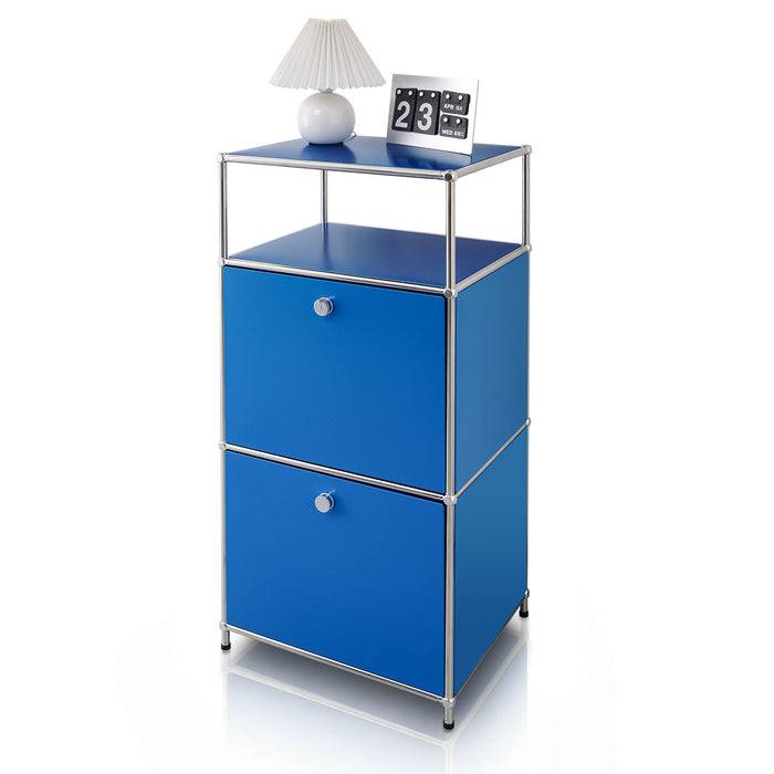 FLOORDIREKT Metallregal Concept Epure MK-120 - Beistell- & Aufbewahrungsregal mit verschließbaren Fächern - Vielseitig einsetzbar - Blau