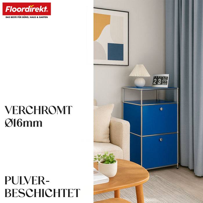FLOORDIREKT Metallregal Concept Epure MK-120 - Beistell- & Aufbewahrungsregal mit verschließbaren Fächern - Vielseitig einsetzbar - Blau